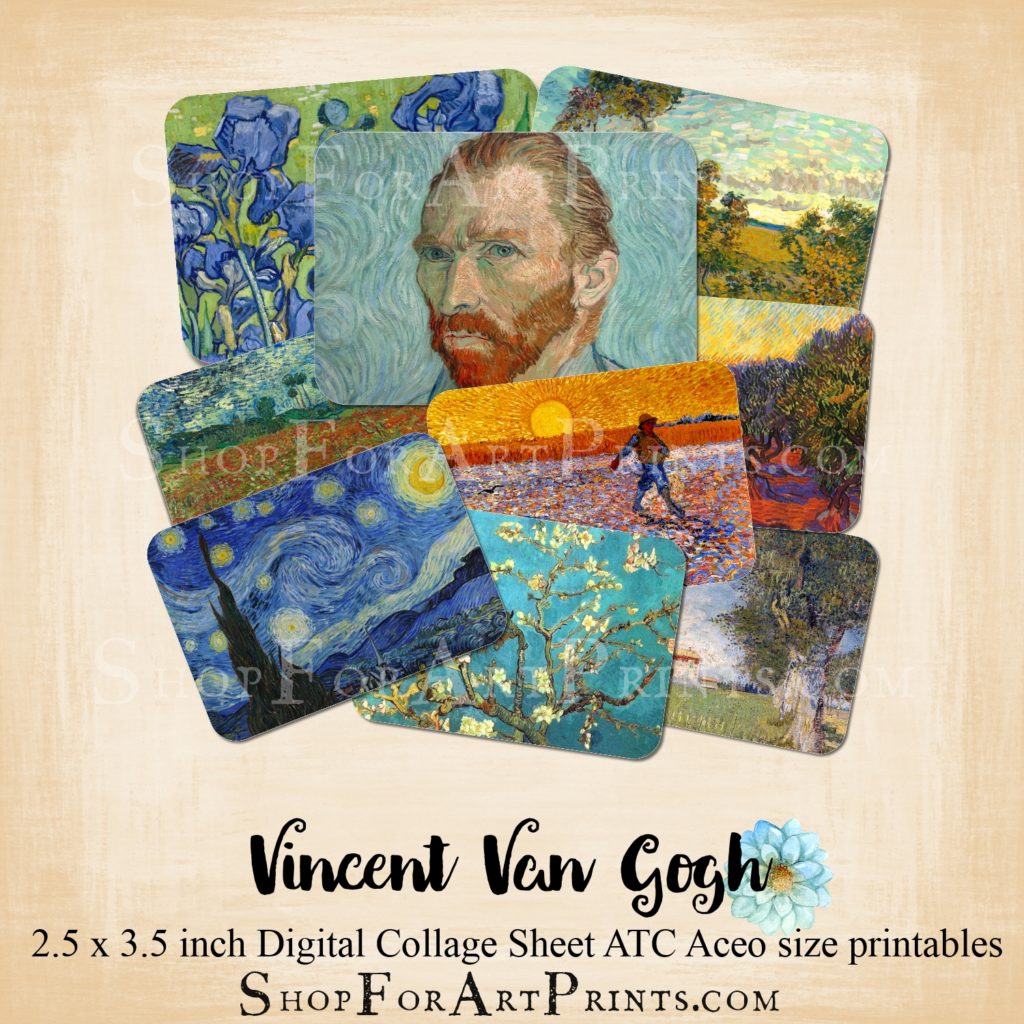 Vincent Van Gogh Digital Collage Sheet Aceo Cards